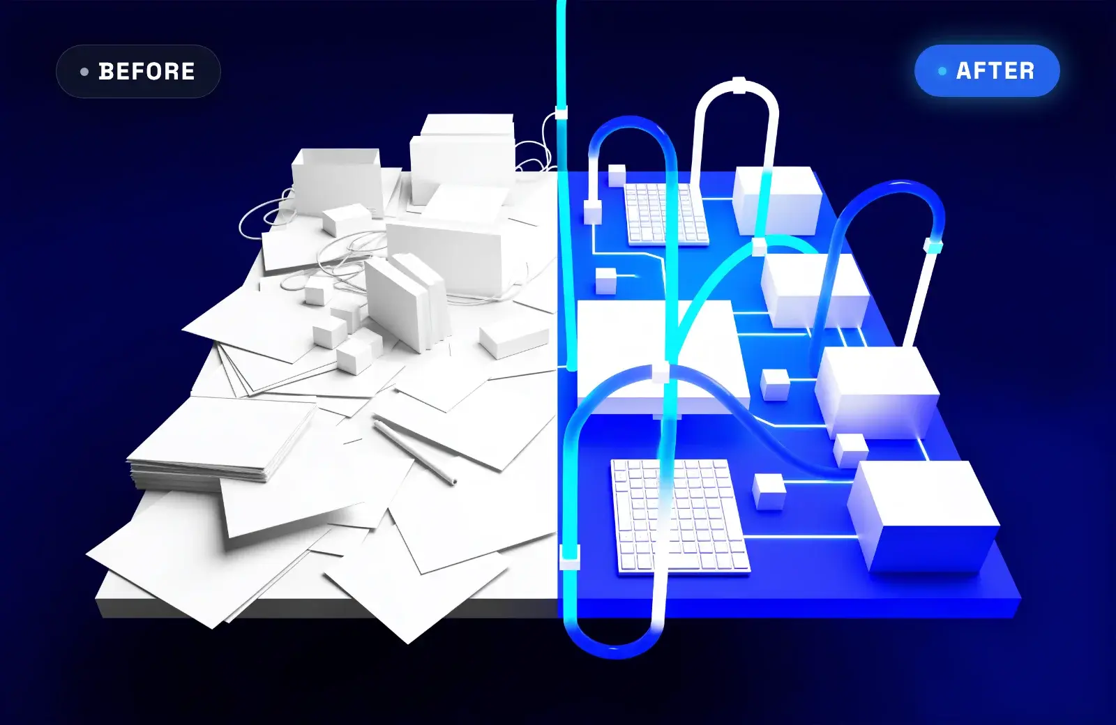 Digital transformation challenges Before and after digital transformation: from manual processes to automated workflows